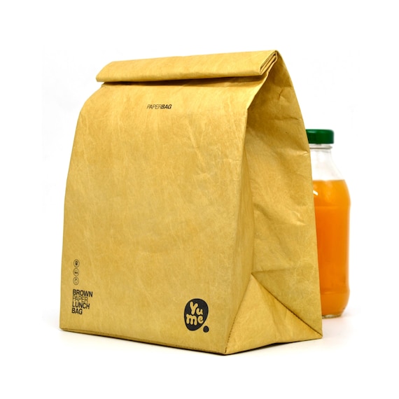 made from TYVEK IM A Brown Paper Bag Reusable Insulated Lunch Bag Closure & Tear Proof 5 Lunch bag with Velcro closure
