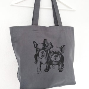 Jutebeutel Französische Bulldogge, French Bulldog 2 Bullys, Frenchie, Hunde Welpen designed by Farky