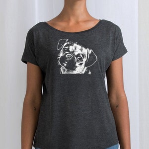 Mops Damen T Shirt Mit Kopfhorer Audio Hunde Pug Musik Mops Etsy