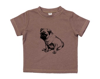Pug Baby T Shirt Children's Shirt Dog Shirt with Dog Motif Screen Printing Short Sleeve Long Sleeve Pug