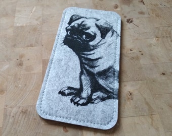 MOPS Smartphone Hülle für Smartphone/Brillenetui/Hülle aus Filz Schutzhülle Case designed by Farky