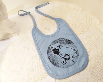 Bib Pug Baby Gifts Printed on both sides with Dogs Motif Screen print Baby Turn Bib