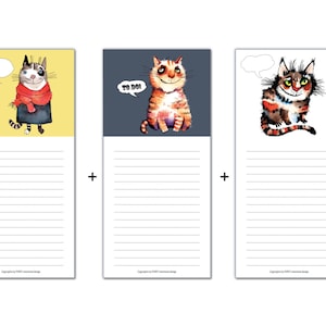 SET Blocco note da 3 pezzi con blocco magnetico per la spesa con magnete Cats Refrigerator Memo Board Regali Cat Lover Cat di Farky