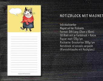 Notepad To Do Shopping Block with Magnet Cats for Fridge or Memo Board Gifts Cat Lovers Cat by Farky Red Cat