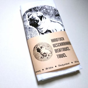 PUG Tea Towel Hand Towel Guest Towel Gifts for Dog Lovers Kitchen Towel