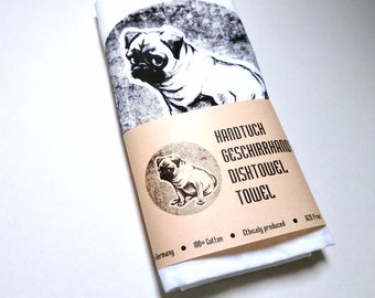 PUG Tea Towel Hand Towel Guest Towel Gifts for Dog Lovers Kitchen Towel