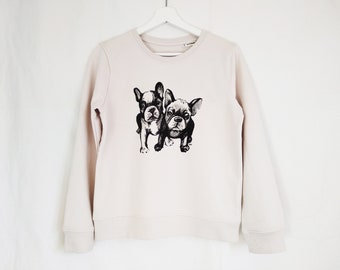 Bully Damen Sweatshirt Hunde Shirt, Französische Bulldogge, Frenchie, Geschenke für Hundeliebhaber, Hunde "I am Organic"