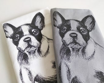 BIO Frenchie Bully Französische Bulldogge Geschirrtuch Handtuch Gästehandtuch Geschenke für Hunde Liebhaber Küchentuch