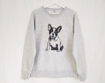 Bulldog Frenchie Women's Sweatshirt Sweater Long Sleeve Raglan with Dog Motif Gifts for Women and Dog Lovers French Bulldog
