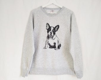 Bulldogge Frenchie Damen Sweatshirt Pulli Langarm Raglan mit Hunde Motiv Geschenke für Frauen und Hundeliebhaber  Französische Bulldogge