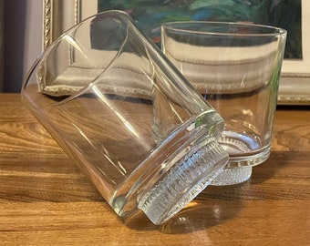 Vintage David Douglas Glassware with removable Accalac Coasters | Set of 4 | Low Ball Glass | MCM |