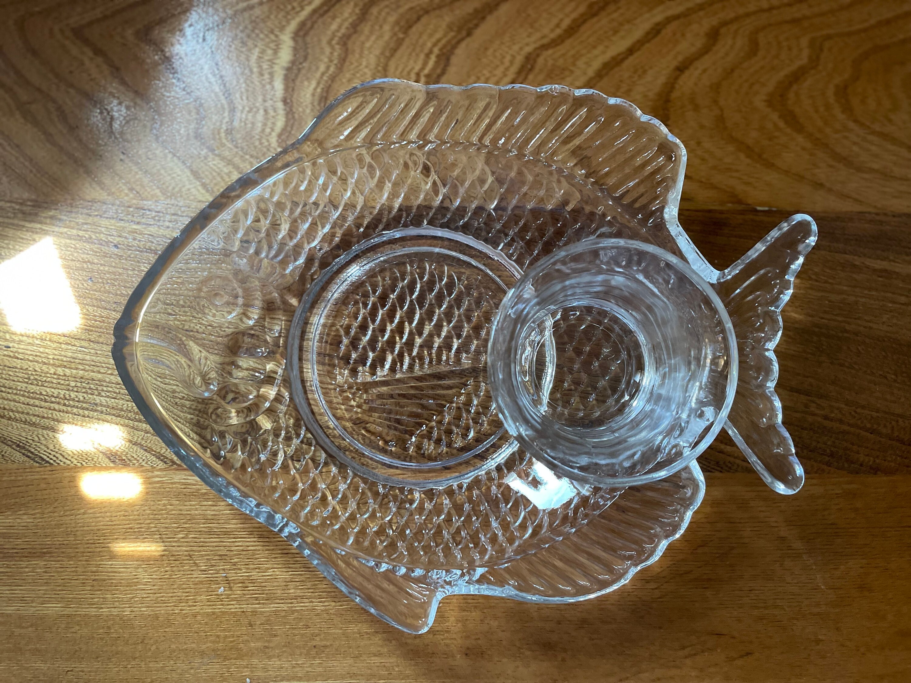 Vintage 1960s Anchor Hocking Glass Fish Plates for Salads or Etsy