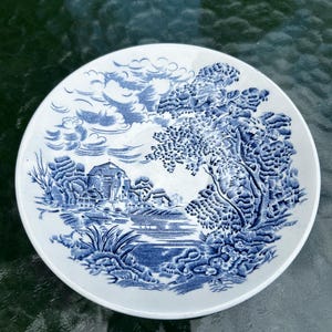 Vintage 1960s Enoch Wedgwood Blue Countryside Plate - .75&quot; Round.