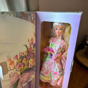 1996 Spring Petals Barbie – with Blonde Hair in a White & Pink Floral Dress
