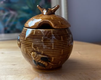 Pot de miel Ruche | Pot à miel vintage d'inspiration japonaise avec poignée en abeille