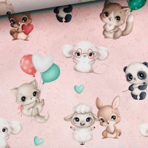 Animals Fabric, Pink Fabric by Half Meter, Balloons Fabric, Cute Fabric, Home Decor Fabric, Cotton Fabric - 100% Cotton - 59" (150 cm) wide