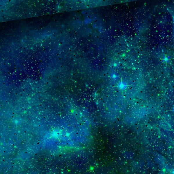 Galaxy Fabric, Aurora Fabric by Half Meter, Northern Lights Fabric, Stardust Fabric, Knit Fabric - 95% Cotton - 67" (170 cm) wide