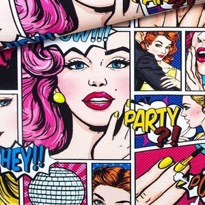 Comic Book Fabric, Pop Art Fabric by Half Meter, Funky Fabric, Party Fabric, Retro Style Fabric  - 100% Cotton - 59" (150 cm) wide