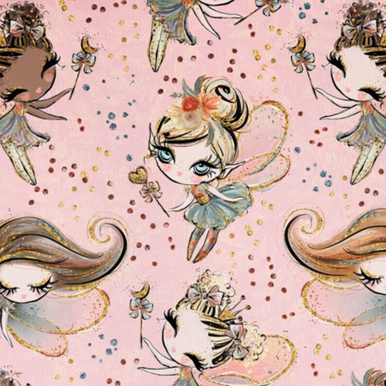 Tissu Princesse Tissu Coton Fées Demi Mètre Tissu Fée Rose Etsy France