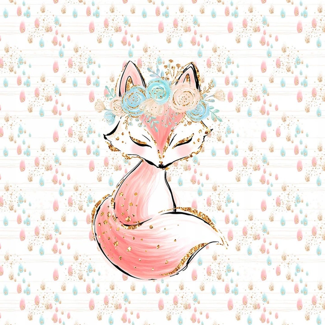 Fox Fabric Panel Animal Fabric Girly Cute Knit Fabric Sewing Etsy