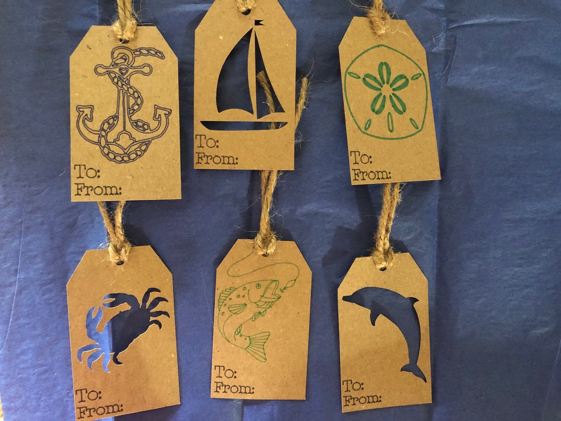 Beach themed gift tags 4 Etsy