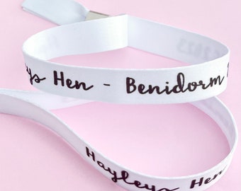 Personalised fabric wristbands | Add any text | Wedding wristbands | Bride Tribe | Hen party wristband | Save the date | Hen favour