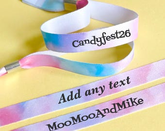 Personalised Fabric Wristband | Candy Floss Colors, Reusable Event Band