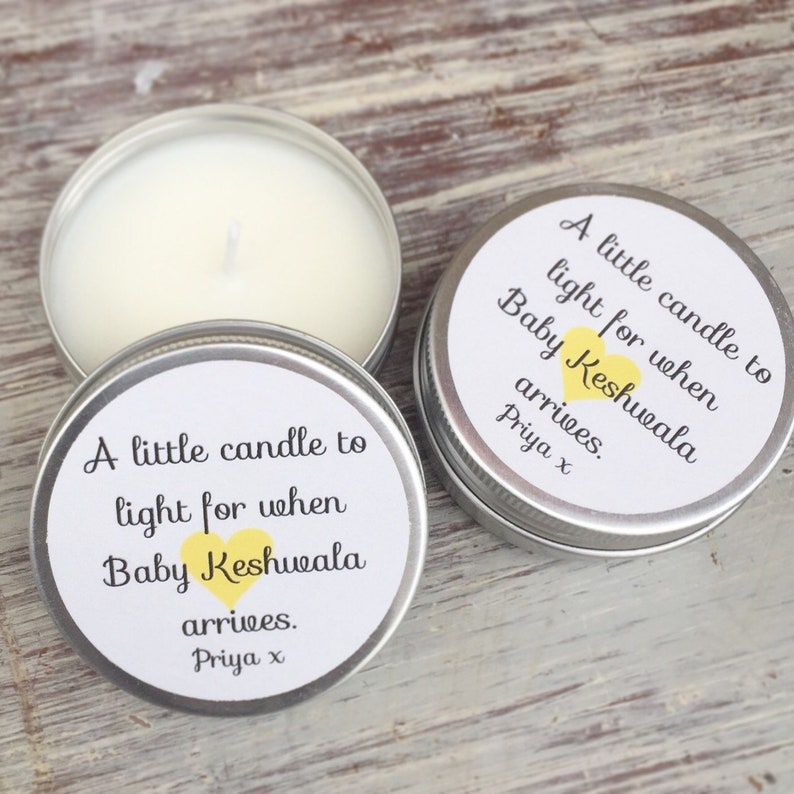 Set of 10 candle personalised baby shower Favours Soy Candle Etsy
