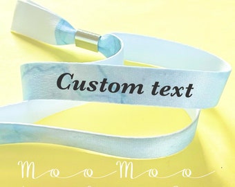 Personalised fabric wristbands | Blue marble design | Add any text | Wedding wristbands | Festival wristbands |removable wristbands