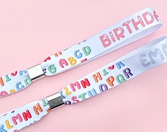 Personalised fabric wristbands | Bubble text | Party wristbands  | Festival wristbands | reusable wristbands