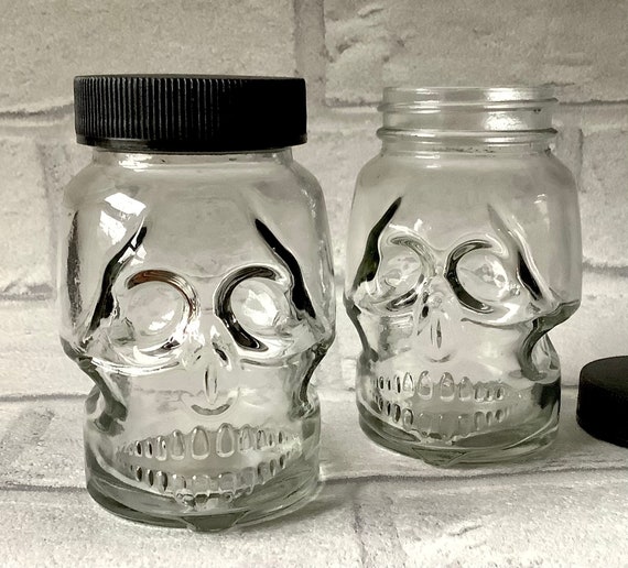 Skull jars | Small Storage jars | Favour sweet jars | Cocktail glass jars | Wedding favour jars | event favours | Skulls
