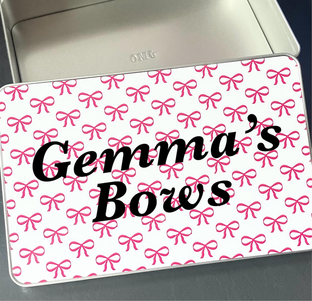 Bow Storage Tin | Personalised Gift Box | Hair Accessorie Tin | Metal ...