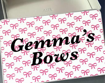 Bow storage tin | Personalised gift box | Hair accessorie tin | Metal gift box