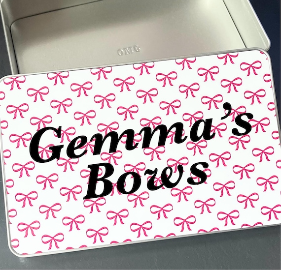Bow storage tin | Personalised gift box | Hair accessorie tin | Metal gift box
