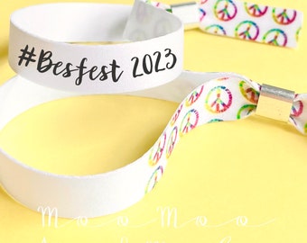 Personalised fabric wristbands | Peace sign wristband | Add any text | Wedding wristbands | Festival wristband | reusable wristband