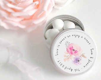 Set of 10 mint Wedding Favours  | Wedding treat favours | Personalised Wedding Favor | Mint to be | Favour tins | Love is sweet tin