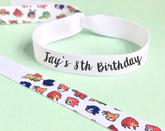 Custom wristbands | Sonic the hedgehog | Any theme | Party wristbands | Add any text | Sonic birthday wristbands | Festival theme