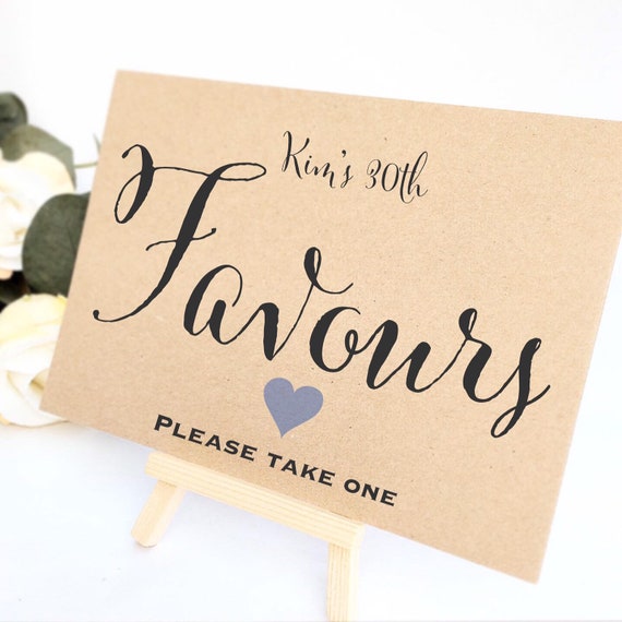 Favour sign comes with small easel to stand on | Personalised | Wedding favour sign | Party favours | Birthday party favours | Rustic