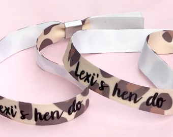 Personalised fabric wristbands | Add any text | Wedding wristbands  | Team Bride | Hen party wristband | Hen favours | Leopard print