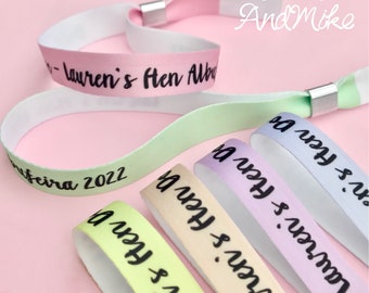 Personalised fabric wristbands | Add any text | Pastel colours |Wedding wristbands | Festival wristbands | reusable wristband