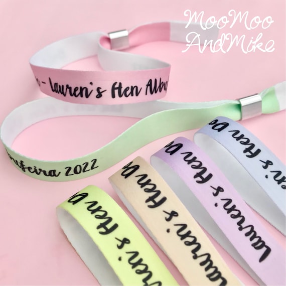 Personalised fabric wristbands | Add any text | Pastel colours |Wedding wristbands | Festival wristbands | reusable wristband