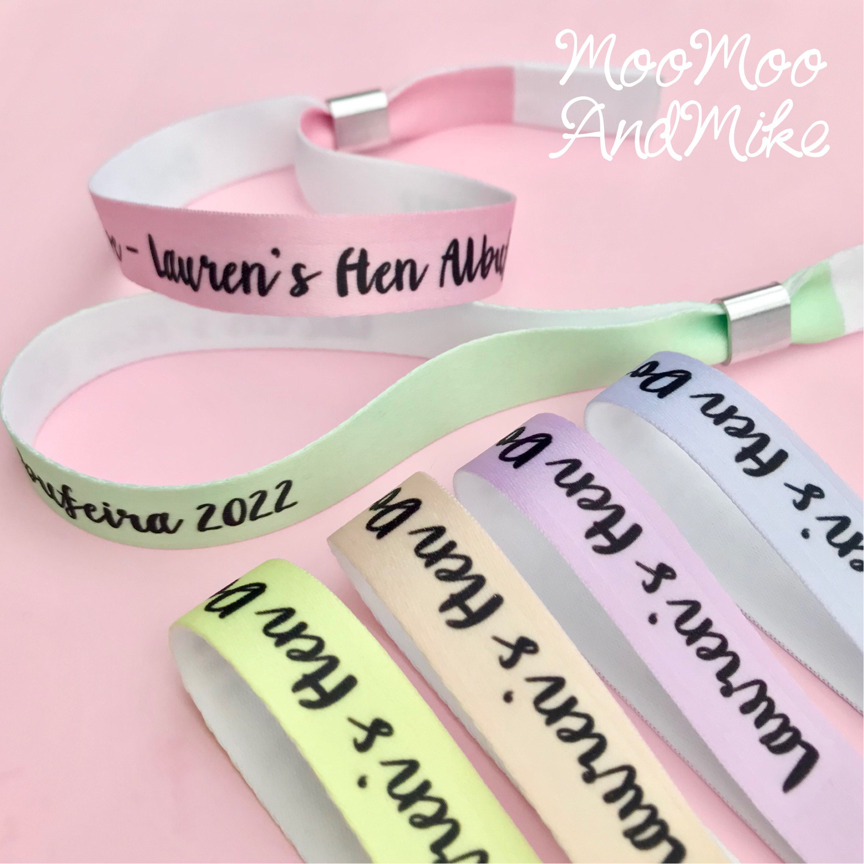 Pulseras de tela personalizadas con cuentas ajustables | Personaliza con  texto y logotipos | Pulseras de poliéster estilo festival | Perfectas para