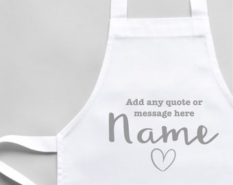 Personalised Apron | Child and Adult size | Add any text | White Apron | Kitchenware | Cooking gifts | Apron with pocket