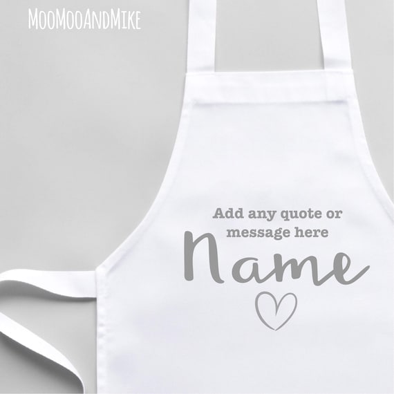 Personalised Apron | Child and Adult size | Add any text | White Apron | Kitchenware | Cooking gifts | Apron with pocket