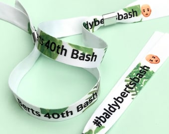 Personalised fabric wristbands | Tropical leaf design | Add any text | Wedding wristbands | Festival wristbands | removable wristbands