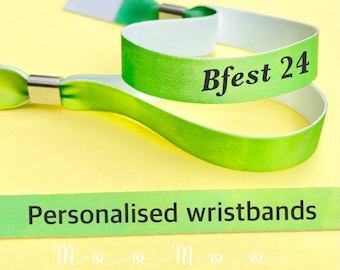 Personalised fabric wristbands | Bright green wristband | Add any text | Wedding wristbands | Festival wristband | reusable wristband