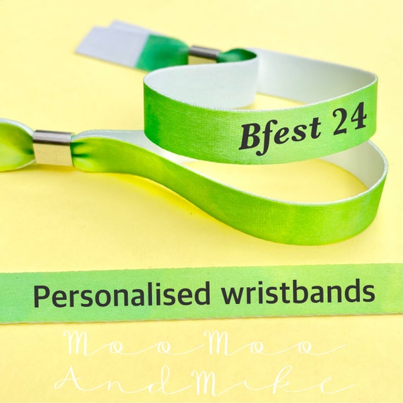 Personalised fabric wristbands | Bright green wristband | Add any text | Wedding wristbands | Festival wristband | reusable wristband
