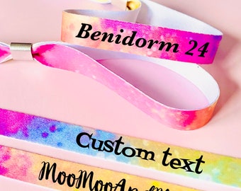 Personalised fabric wristbands | Colourful wristband | Add any text | Festival wristband | reusable wristband