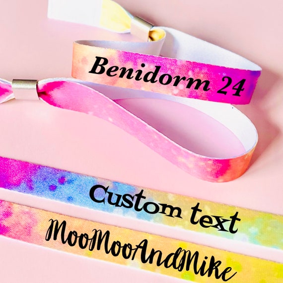 Personalised fabric wristbands | Colourful wristband | Add any text | Festival wristband | reusable wristband