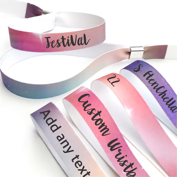 Personalised fabric wristbands | Galaxy design | Add any text | Wedding wristbands | Festival wristbands | Favours